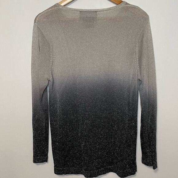 Rochelle California Ombre Top M Sparkly Long Sleeve Boat Neck Vintage Career - Picture 2 of 3